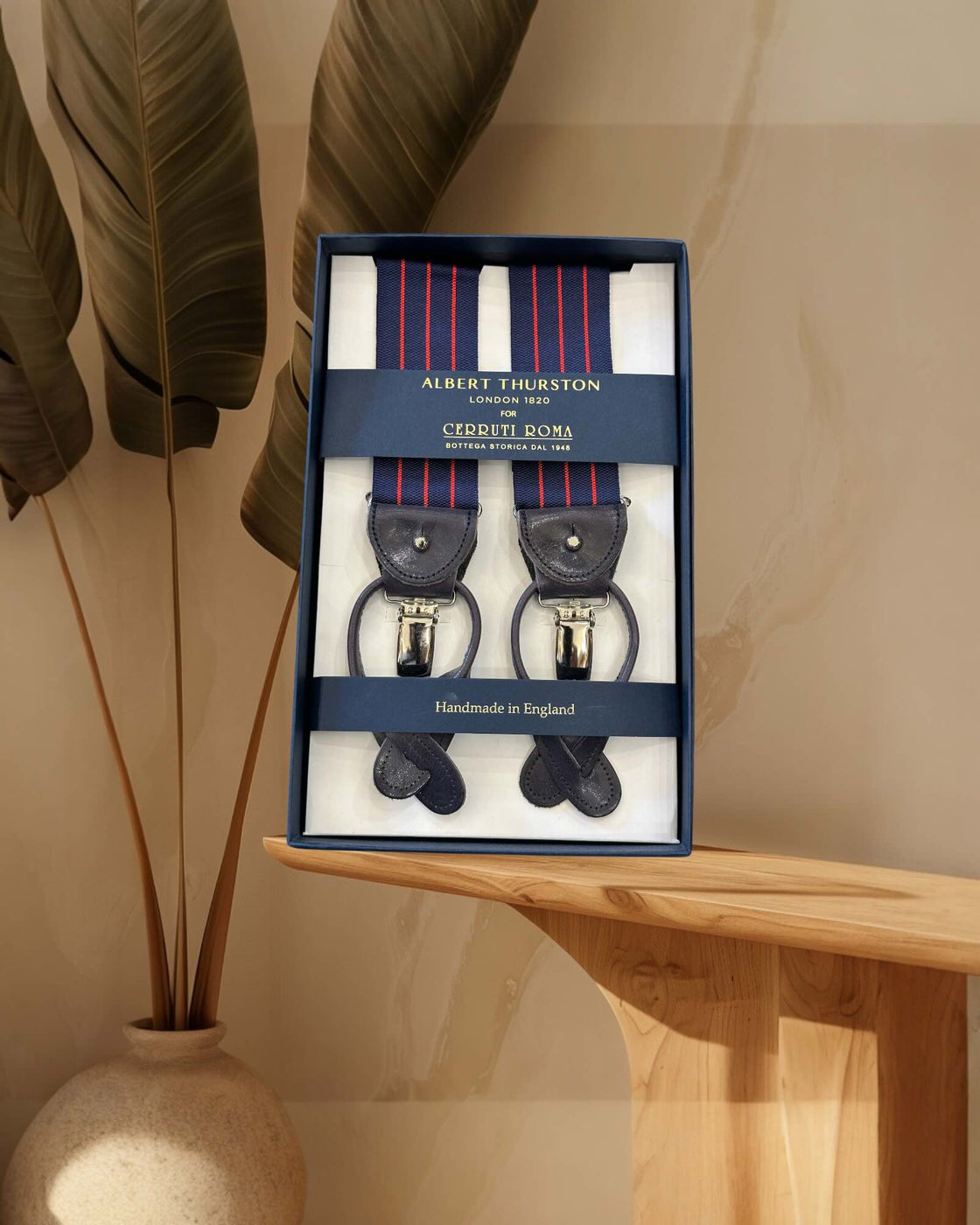 Albert Thurston Bretella Blu Riga Rossa