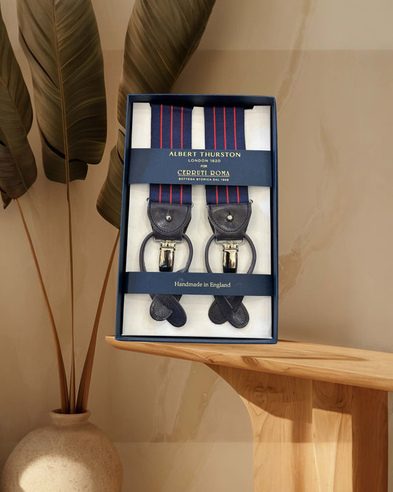 Albert Thurston Bretella Blu Riga Rossa