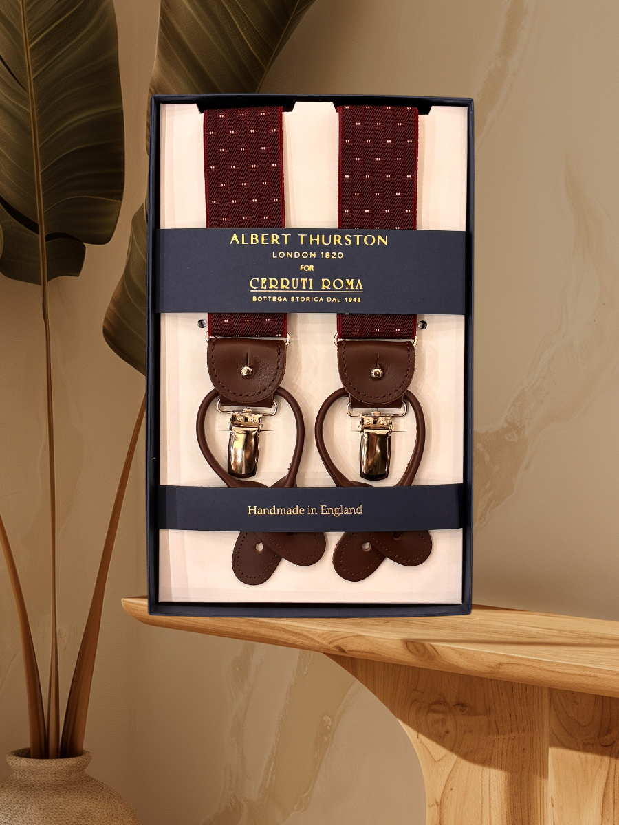 Albert Thurston Bretella Bordeaux Pois Bianco