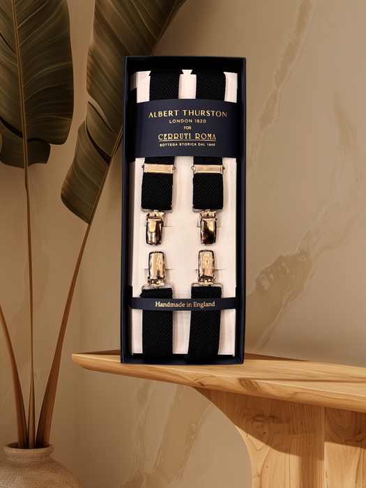 Albert Thurston Bretella Slim Spinata Nero