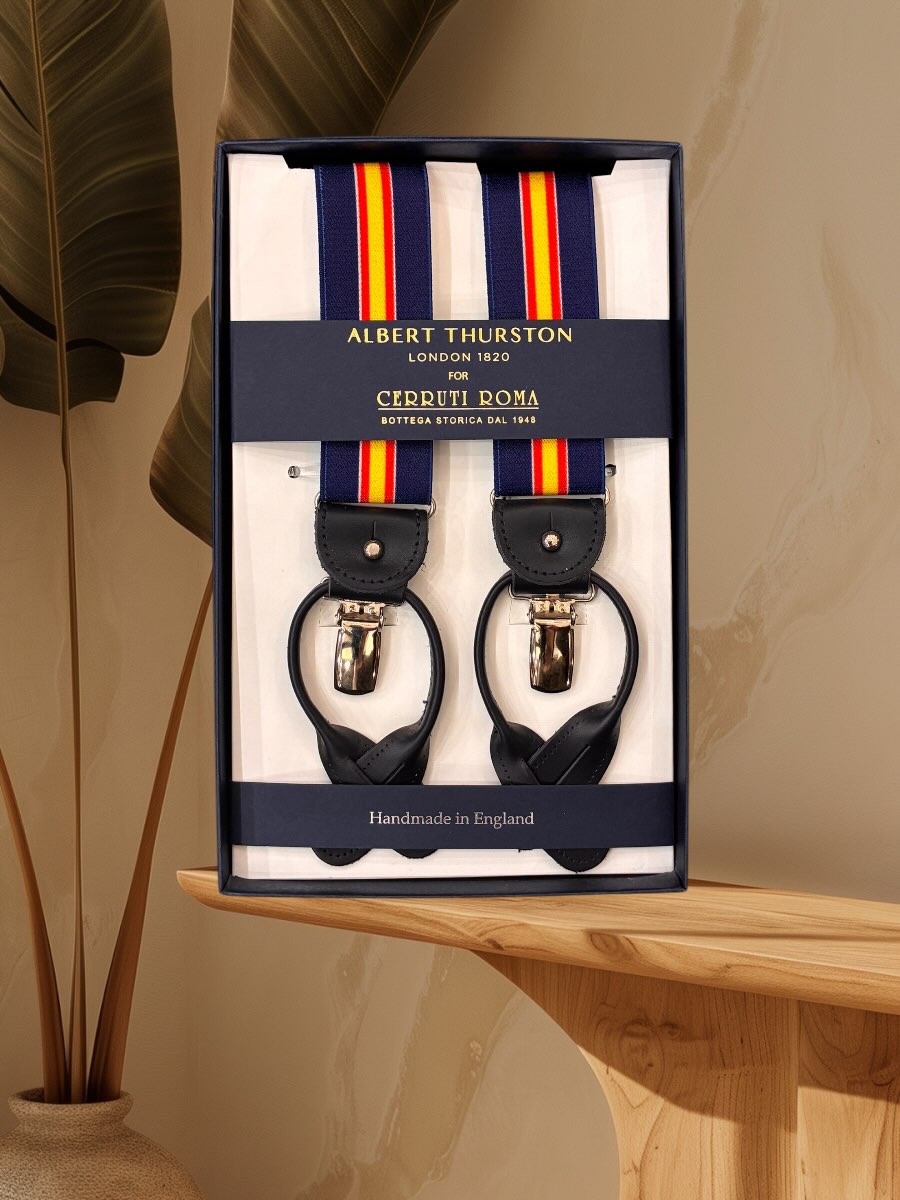 Albert Thurston Bretella Blu Riga Gialla