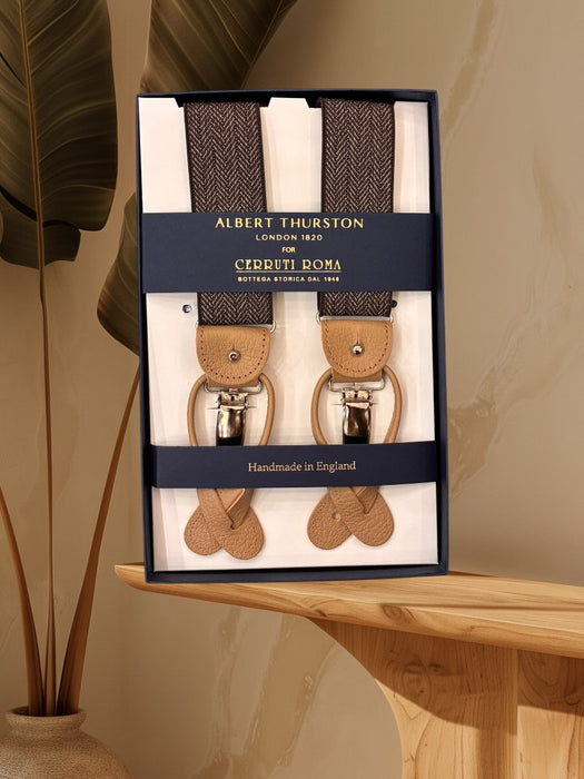 Albert Thurston Bretella Marrone Spinato