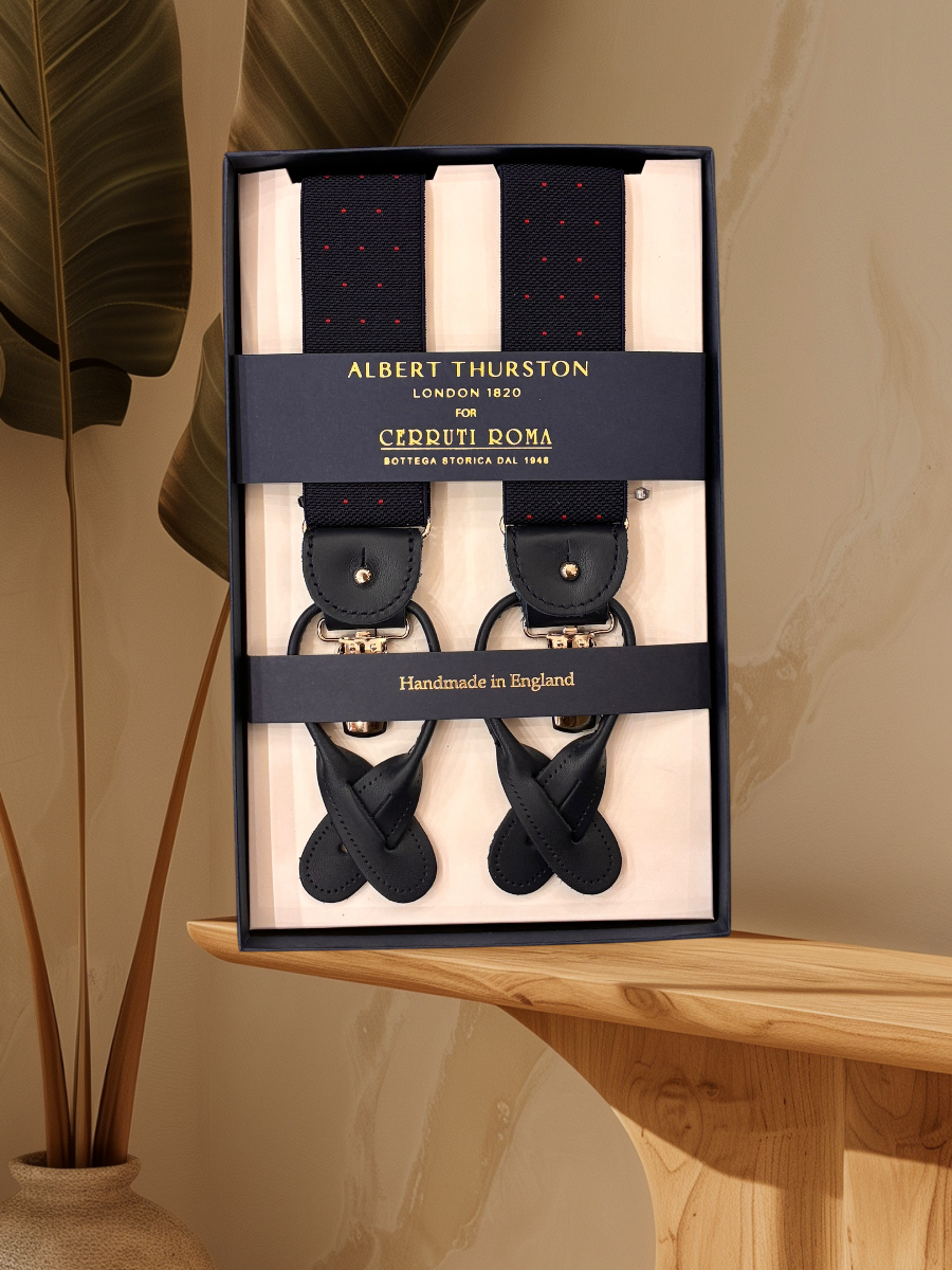 Albert Thurston Bretella Blu Pois Rosso