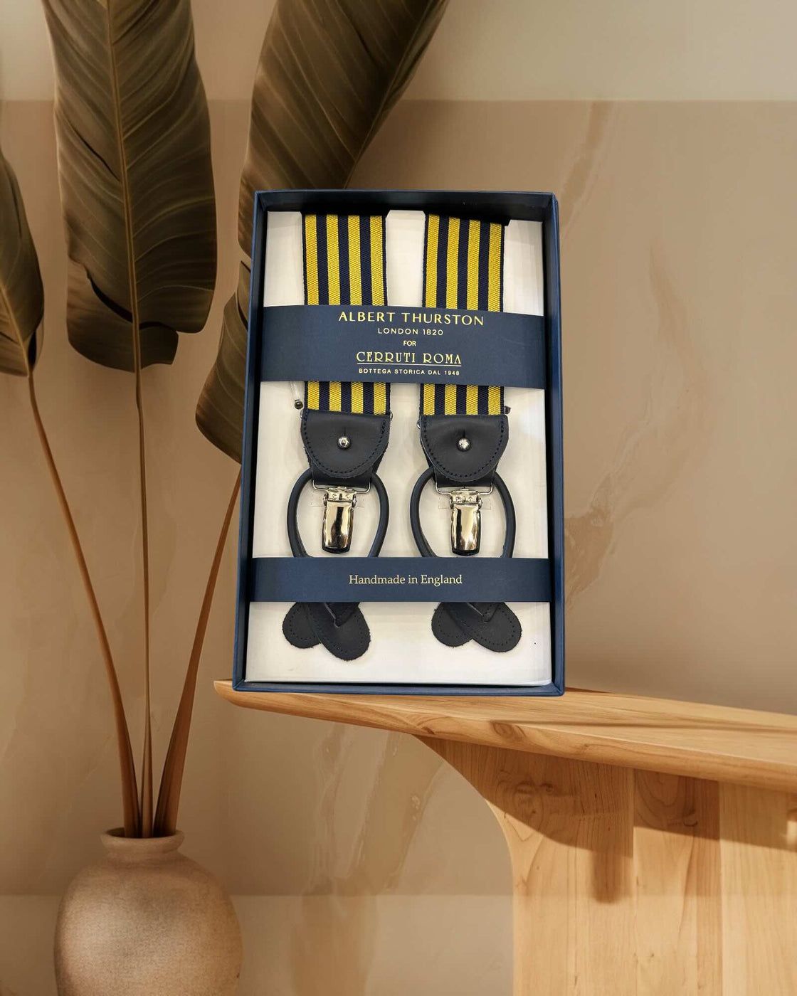 Albert Thurston Bretella Blu Riga Gialla