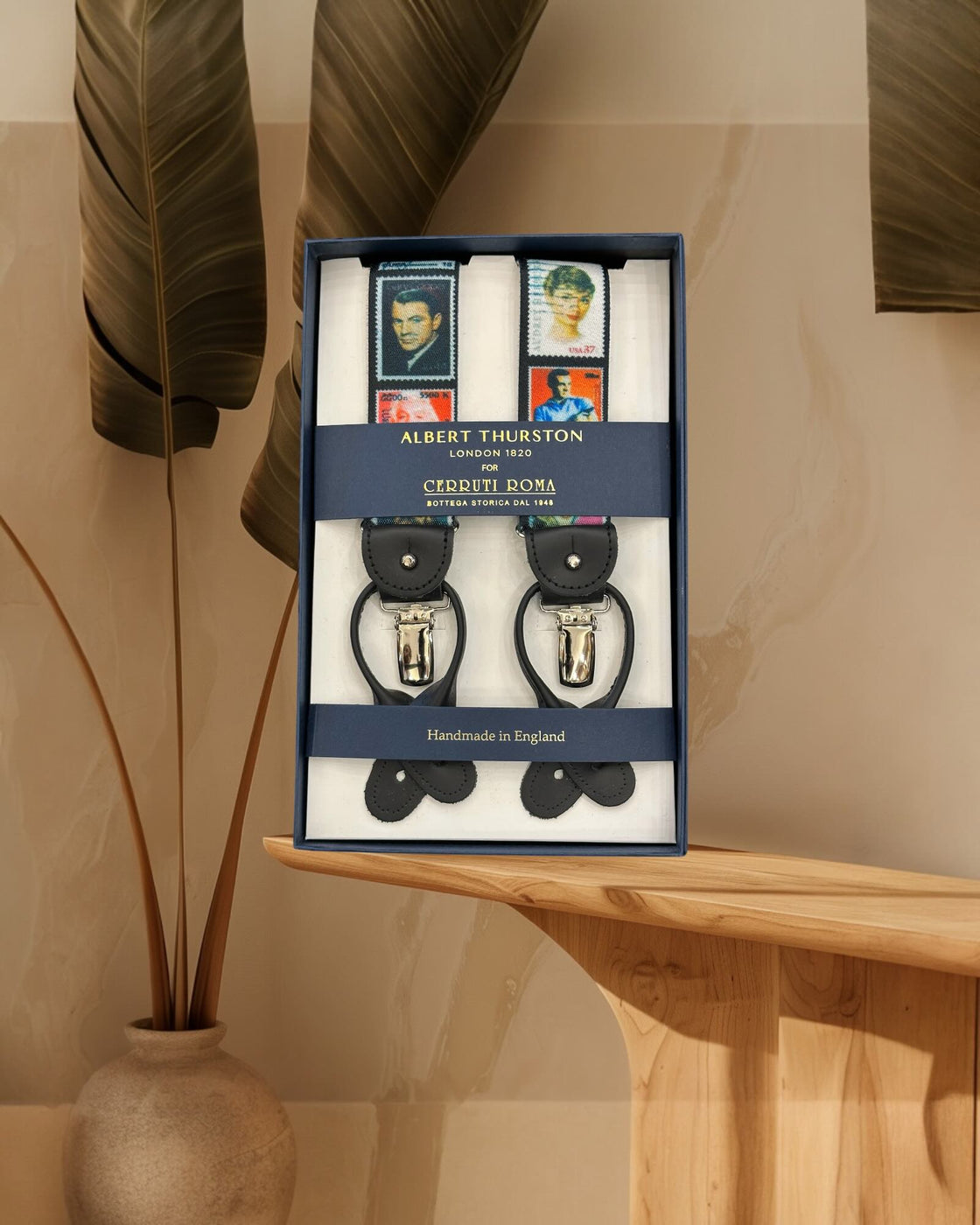 Albert Thurston Bretella Fantasia Motivo Francobolli