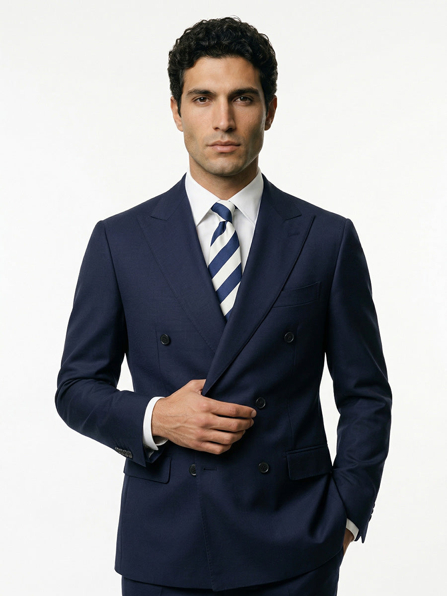 Abito Sartoriale Blu Doppio Petto con Rever a lancia