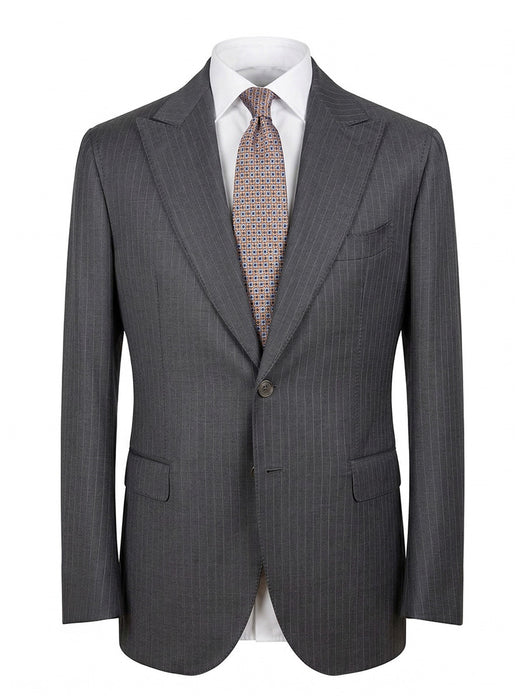 Abito Sartoriale Gessato Grigio con Rever a Lancia