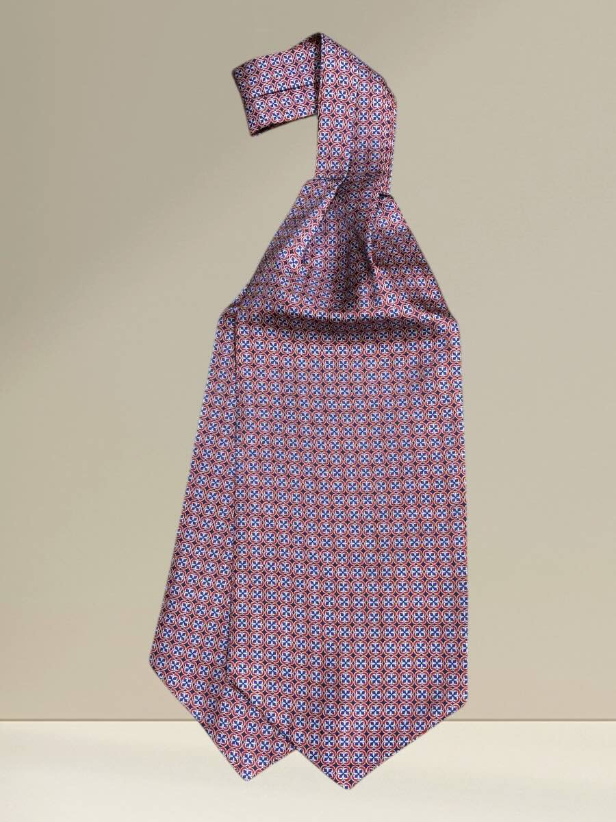 Ascot in Seta Fantasia Blu, Azzuro e Rosso