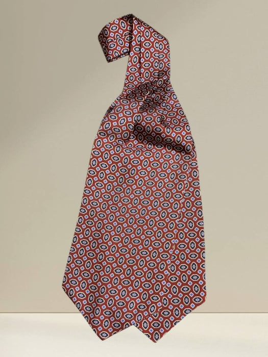 Ascot in Seta Rossa Fantasia Medaglioni Geometrici