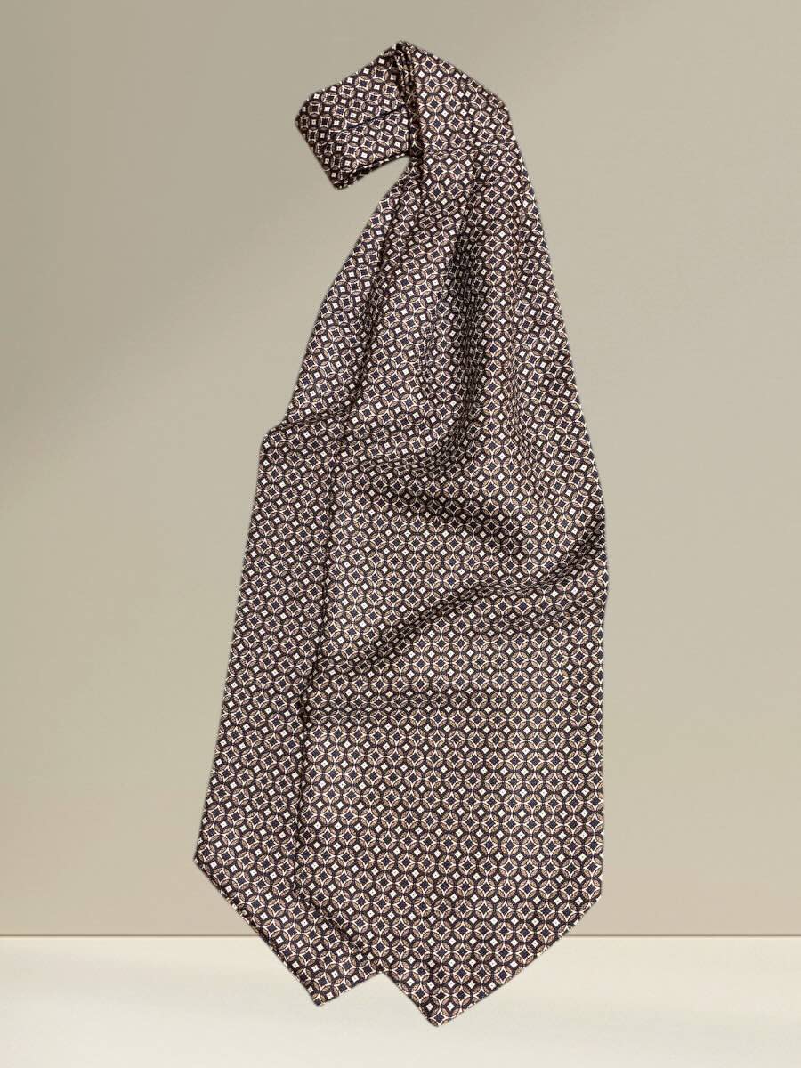 Ascot in Seta Fantasia Geometrica Verde e Blu