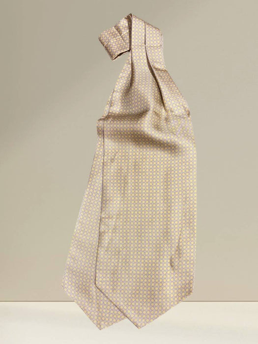 Ascot in Seta Fantasia Geometico Giallo e Azzurro