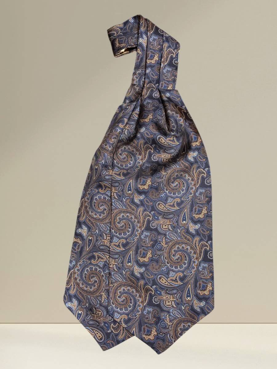Ascot in Seta Fantasia Paisley Blu