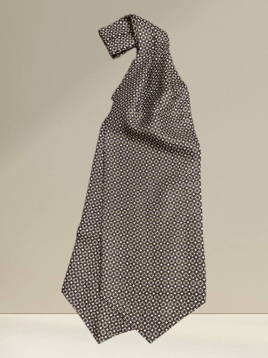 Ascot in Seta Fantasia Geometrica Beige e Blu