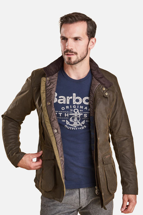 Barbour leeward wax jacket olive deals