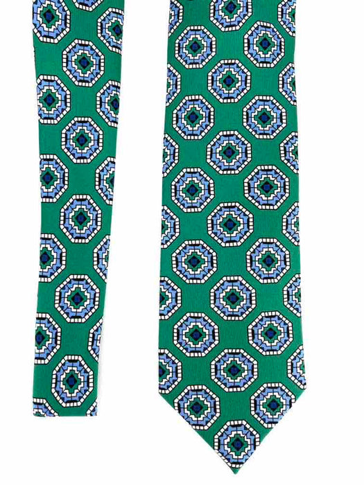 Drake's Cravatta di Seta Medaglioni Verde