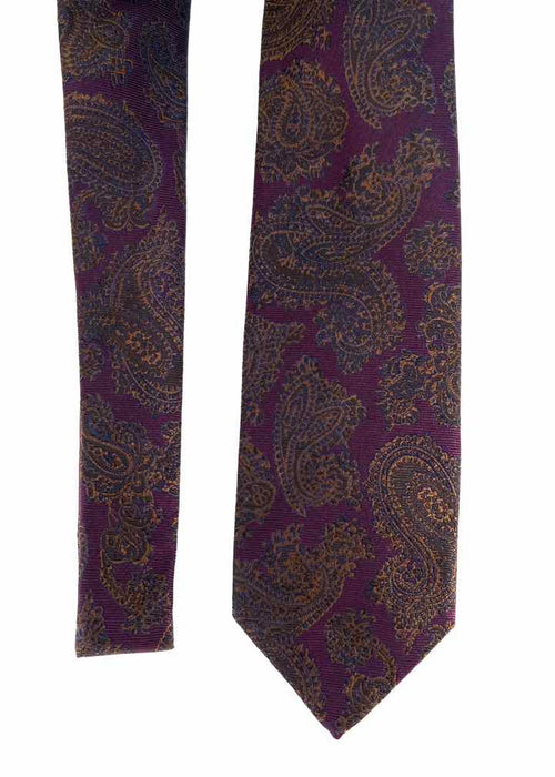 Drake's Cravatta di Seta Paisley Viola