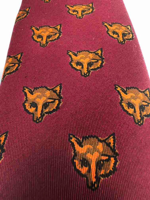 Drake's Cravatta di Seta Fantasia Bordeaux Fox