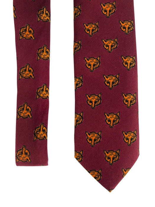 Drake's Cravatta di Seta Fantasia Bordeaux Fox