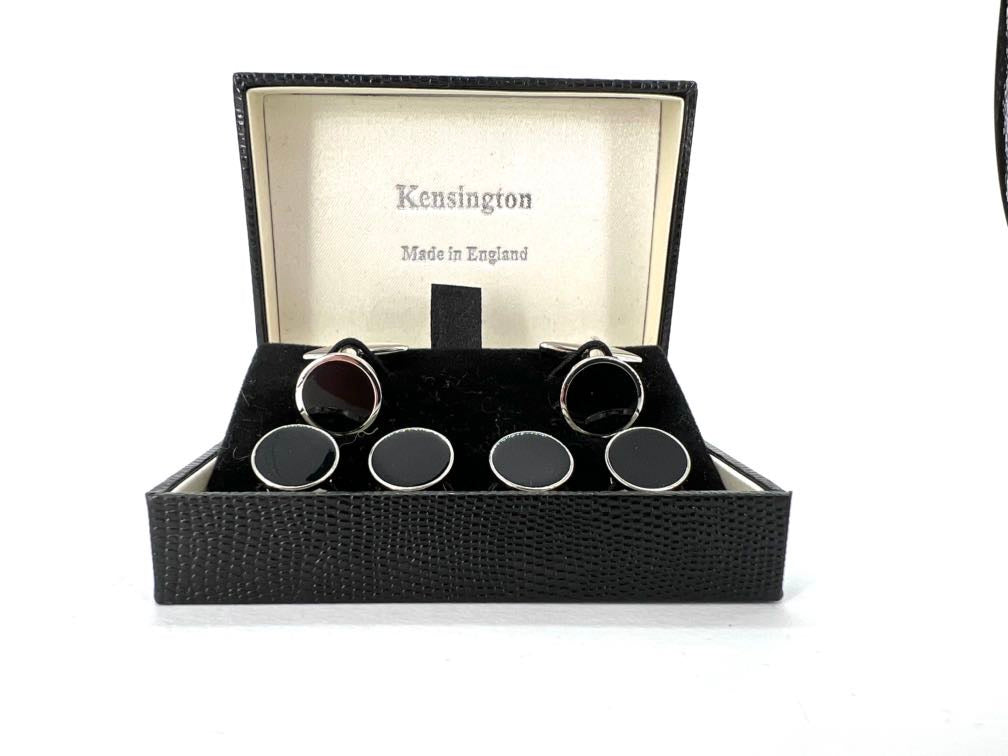 Kit Bottoni e Gemello Kensington Cromo e Nero